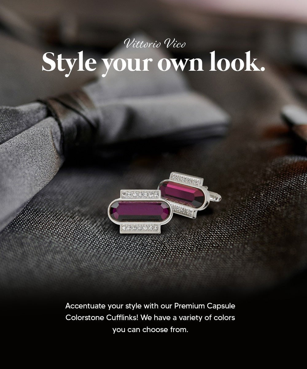 Bling Colorstone Cufflinks with Capsule Setting in a Box by Vittorio Vico (CL17XX) (cl - 1711) for Independent Retail Stores by Dubal Brothers