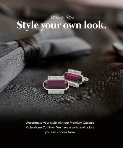 Bling Colorstone Cufflinks with Capsule Setting in a Box by Vittorio Vico (CL17XX) (cl - 1711) for Independent Retail Stores by Dubal Brothers