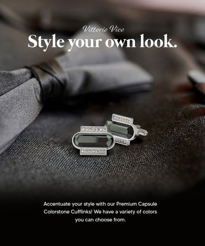 Bling Colorstone Cufflinks with Capsule Setting in a Box by Vittorio Vico (CL17XX) (cl - 1731) for Independent Retail Stores by Dubal Brothers