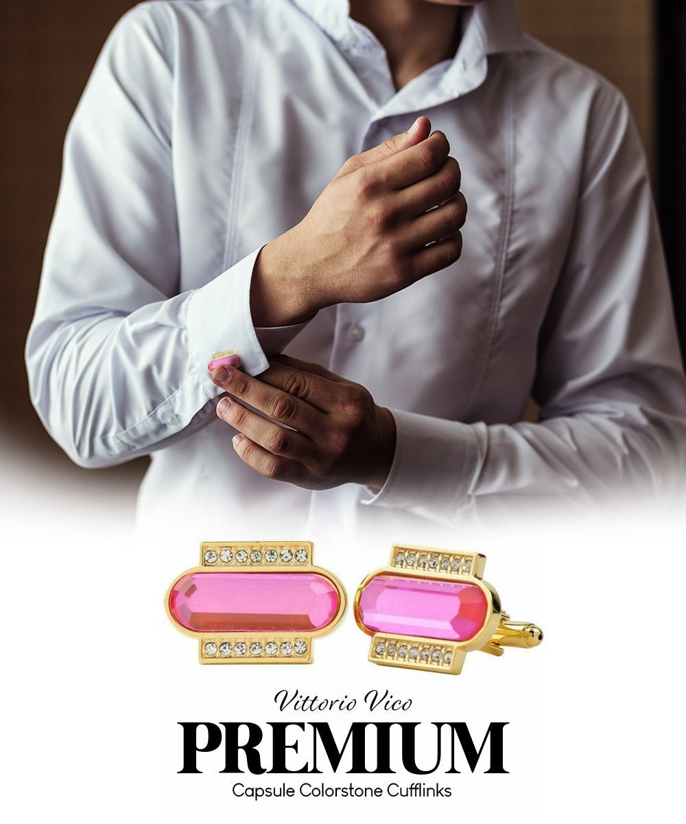 Bling Colorstone Cufflinks with Capsule Setting in a Box by Vittorio Vico (CL17XX) (cl - 1732) for Independent Retail Stores by Dubal Brothers
