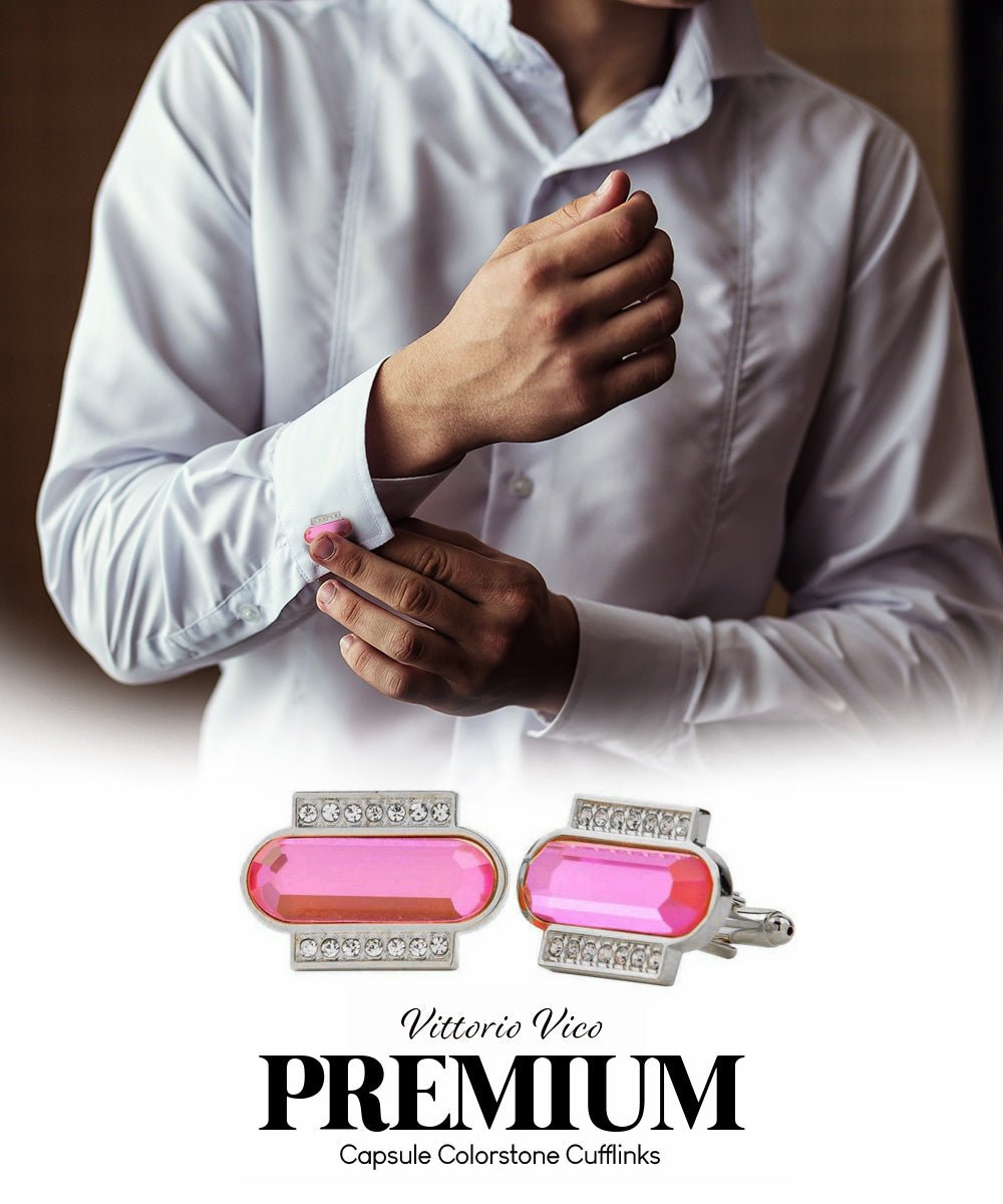 Bling Colorstone Cufflinks with Capsule Setting in a Box by Vittorio Vico (CL17XX) (cl - 1733) for Independent Retail Stores by Dubal Brothers