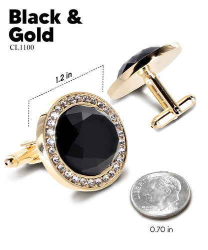 Bling Colorstone Cufflinks with Discus Setting in a Box by Vittorio Vico (CL11XX) (cl - 1100) for Independent Retail Stores by Dubal Brothers