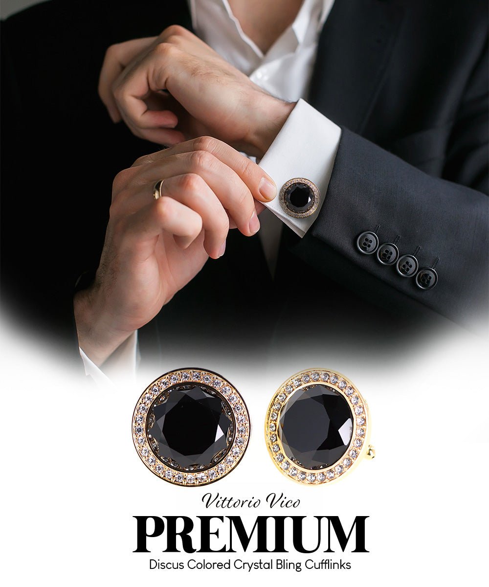 Bling Colorstone Cufflinks with Discus Setting in a Box by Vittorio Vico (CL11XX) (cl - 1100) for Independent Retail Stores by Dubal Brothers