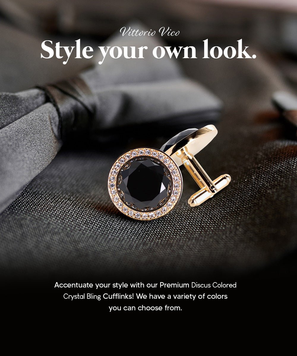 Bling Colorstone Cufflinks with Discus Setting in a Box by Vittorio Vico (CL11XX) (cl - 1100) for Independent Retail Stores by Dubal Brothers