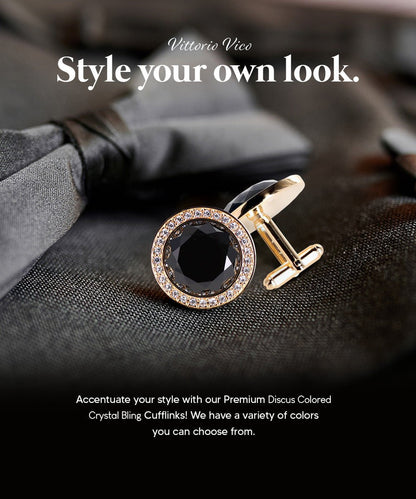 Bling Colorstone Cufflinks with Discus Setting in a Box by Vittorio Vico (CL11XX) (cl - 1100) for Independent Retail Stores by Dubal Brothers