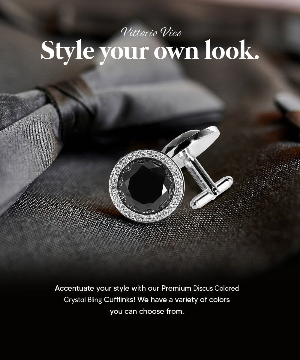 Bling Colorstone Cufflinks with Discus Setting in a Box by Vittorio Vico (CL11XX) (cl - 1101) for Independent Retail Stores by Dubal Brothers