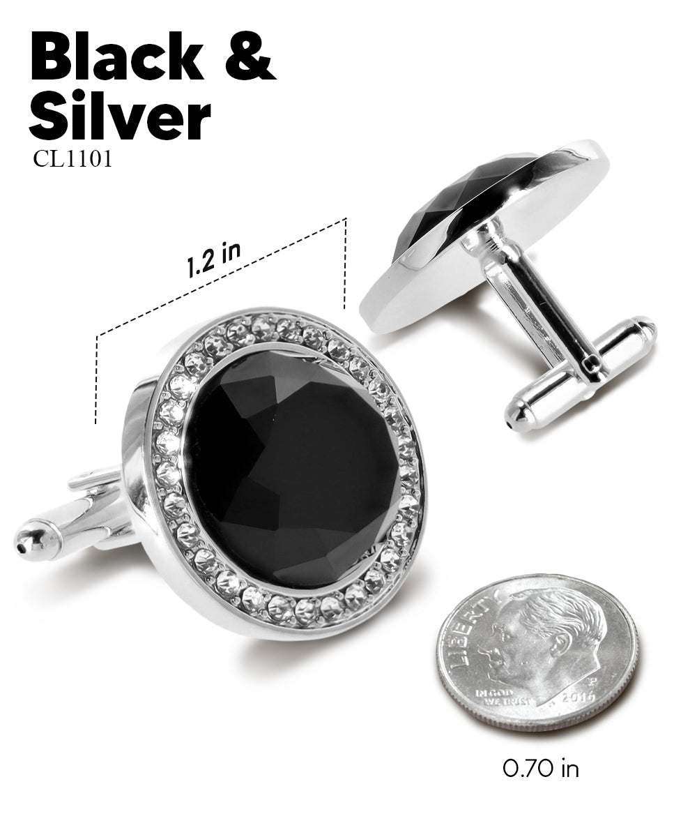 Bling Colorstone Cufflinks with Discus Setting in a Box by Vittorio Vico (CL11XX) (cl - 1101) for Independent Retail Stores by Dubal Brothers