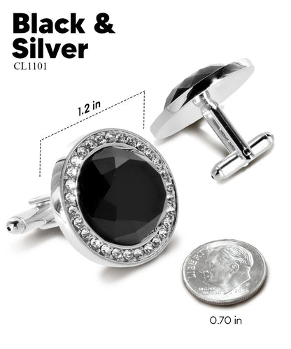 Bling Colorstone Cufflinks with Discus Setting in a Box by Vittorio Vico (CL11XX) (cl - 1101) for Independent Retail Stores by Dubal Brothers