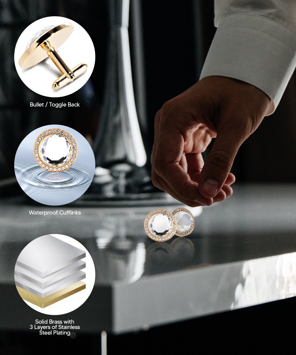 Bling Colorstone Cufflinks with Discus Setting in a Box by Vittorio Vico (CL11XX) (cl - 1102) for Independent Retail Stores by Dubal Brothers