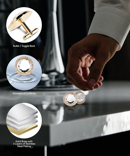 Bling Colorstone Cufflinks with Discus Setting in a Box by Vittorio Vico (CL11XX) (cl - 1102) for Independent Retail Stores by Dubal Brothers
