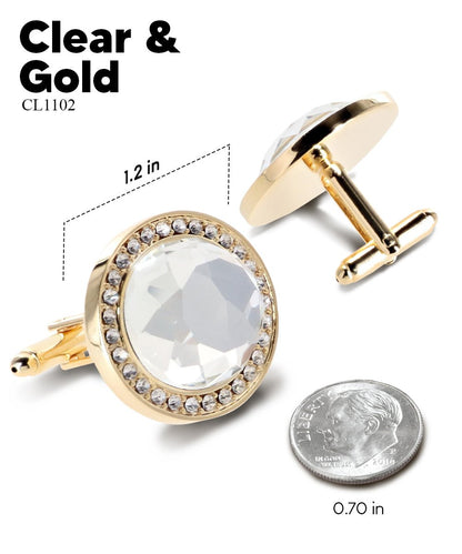 Bling Colorstone Cufflinks with Discus Setting in a Box by Vittorio Vico (CL11XX) (cl - 1102) for Independent Retail Stores by Dubal Brothers