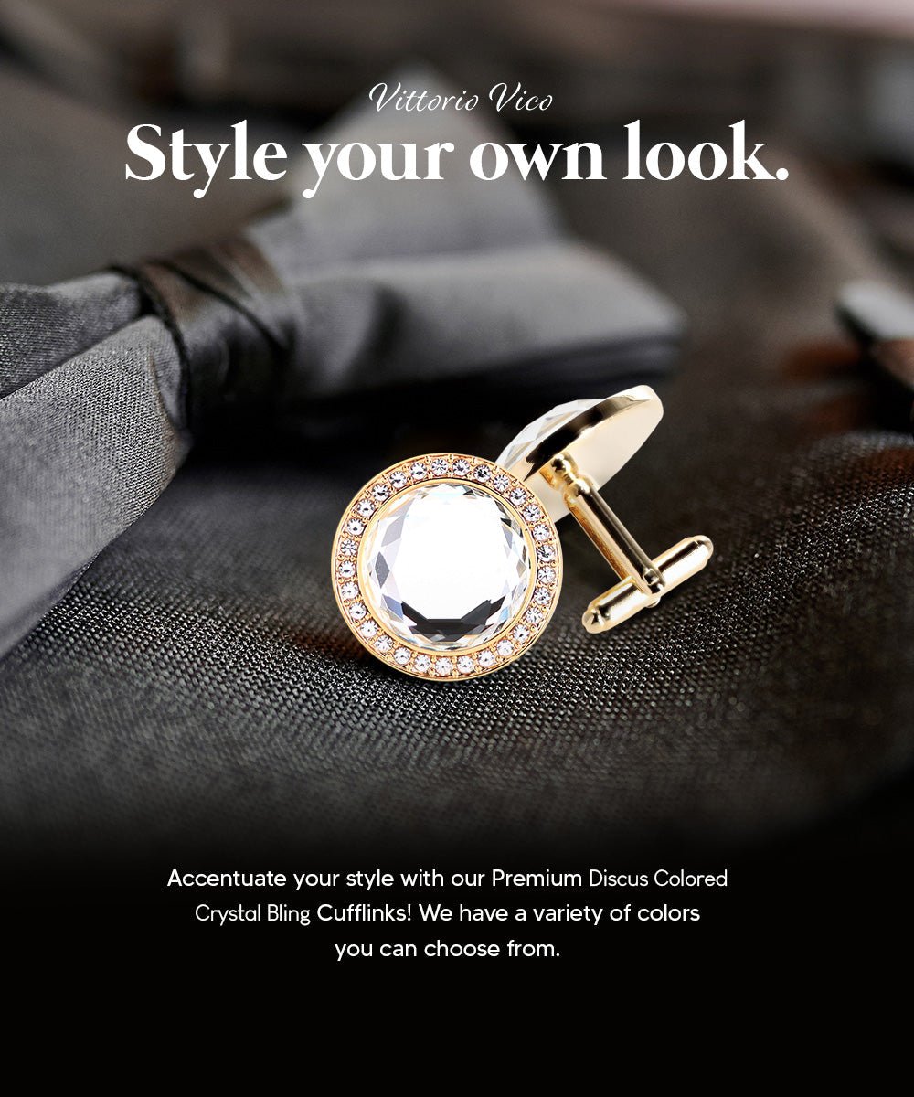 Bling Colorstone Cufflinks with Discus Setting in a Box by Vittorio Vico (CL11XX) (cl - 1102) for Independent Retail Stores by Dubal Brothers