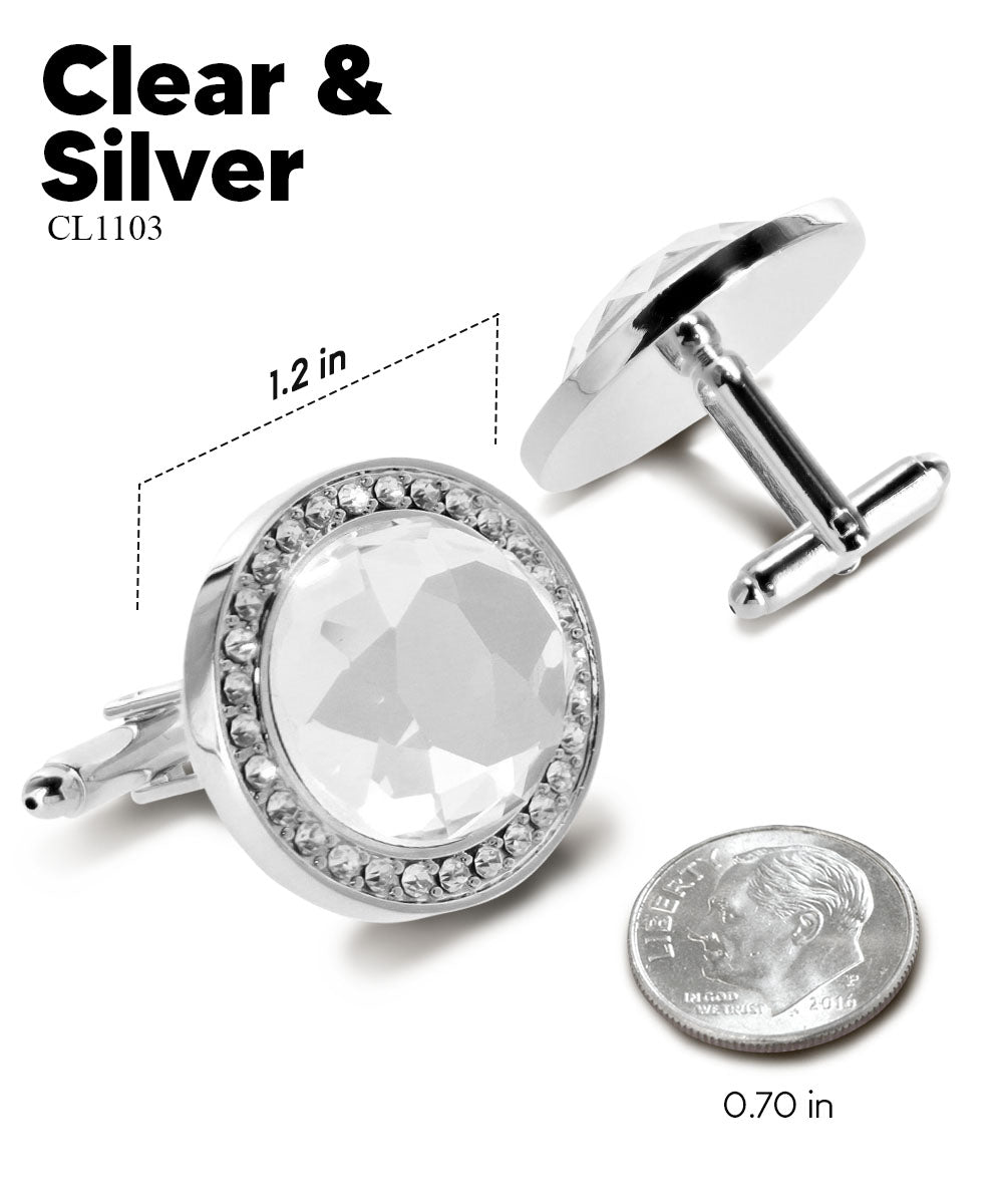 Bling Colorstone Cufflinks with Discus Setting in a Box by Vittorio Vico (CL11XX) (cl - 1103) for Independent Retail Stores by Dubal Brothers