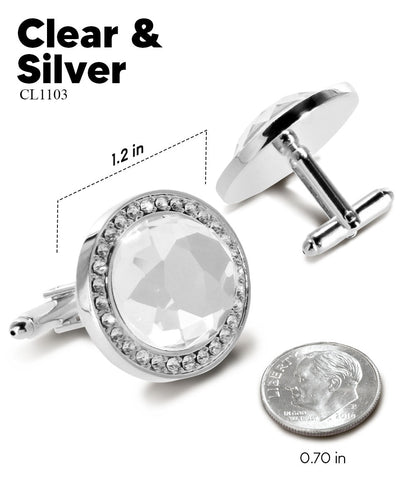 Bling Colorstone Cufflinks with Discus Setting in a Box by Vittorio Vico (CL11XX) (cl - 1103) for Independent Retail Stores by Dubal Brothers