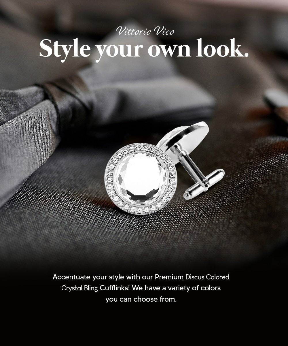 Bling Colorstone Cufflinks with Discus Setting in a Box by Vittorio Vico (CL11XX) (cl - 1103) for Independent Retail Stores by Dubal Brothers