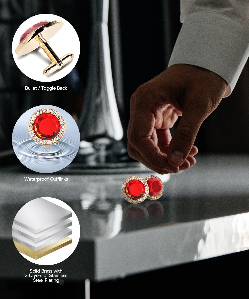 Bling Colorstone Cufflinks with Discus Setting in a Box by Vittorio Vico (CL11XX) (cl - 1104) for Independent Retail Stores by Dubal Brothers