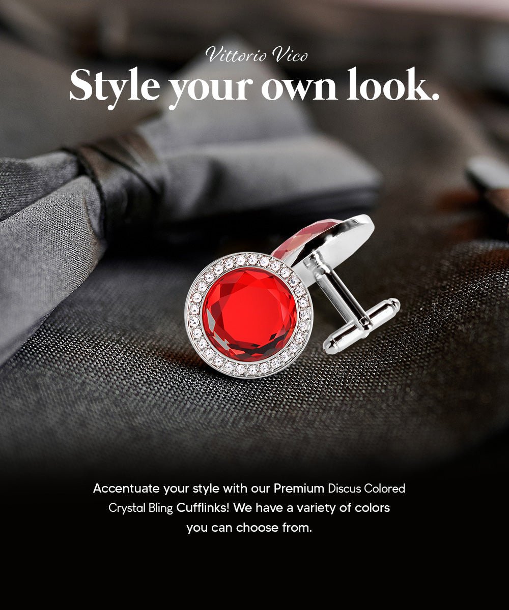 Bling Colorstone Cufflinks with Discus Setting in a Box by Vittorio Vico (CL11XX) (cl - 1105) for Independent Retail Stores by Dubal Brothers