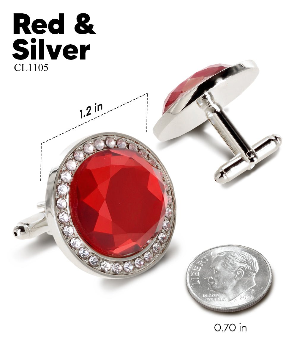 Bling Colorstone Cufflinks with Discus Setting in a Box by Vittorio Vico (CL11XX) (cl - 1105) for Independent Retail Stores by Dubal Brothers