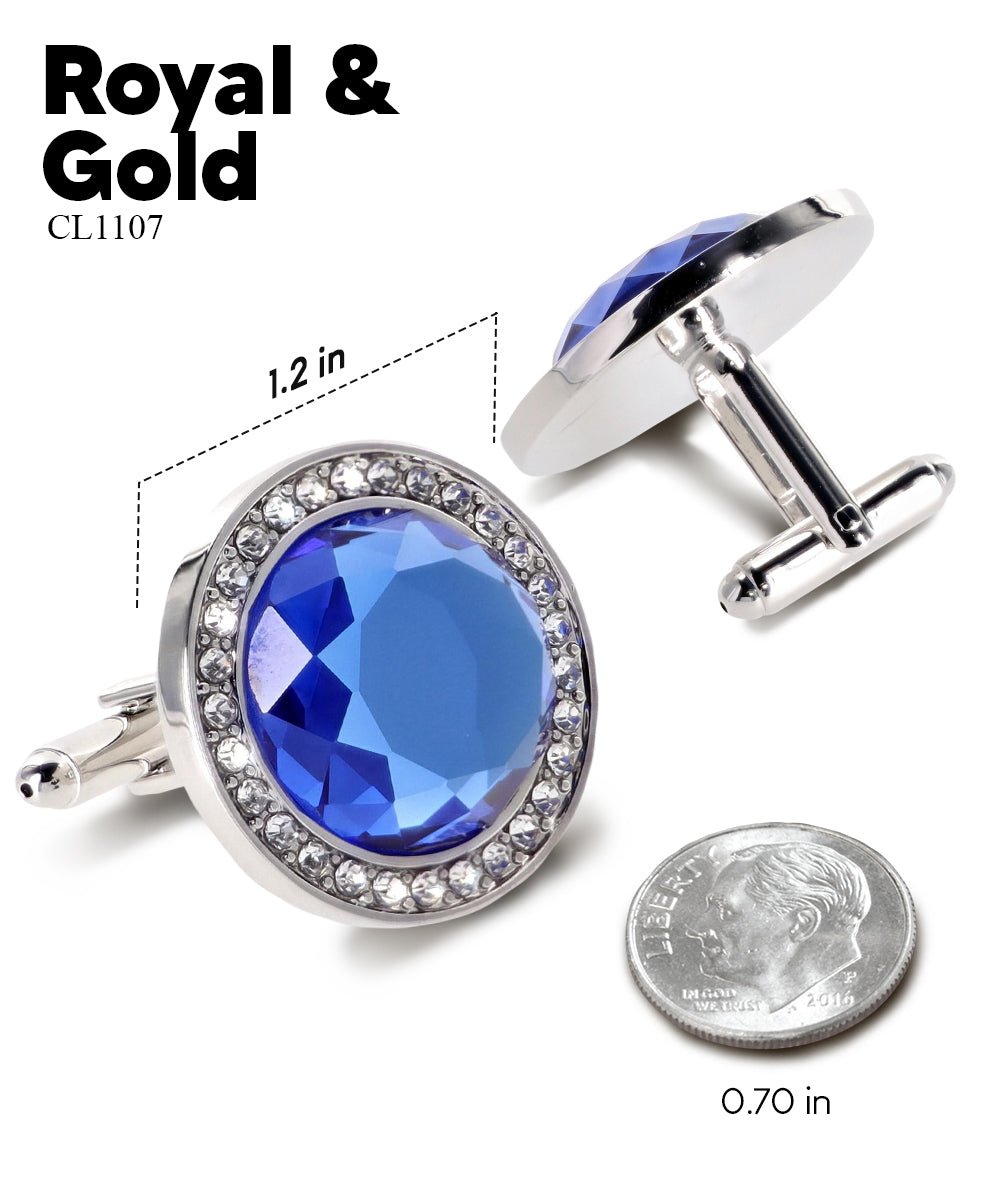 Bling Colorstone Cufflinks with Discus Setting in a Box by Vittorio Vico (CL11XX) (cl - 1107) for Independent Retail Stores by Dubal Brothers