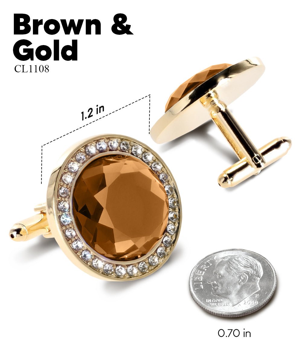 Bling Colorstone Cufflinks with Discus Setting in a Box by Vittorio Vico (CL11XX) (cl - 1108) for Independent Retail Stores by Dubal Brothers