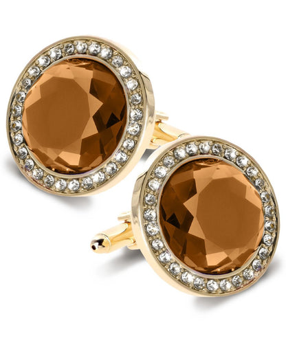 Bling Colorstone Cufflinks with Discus Setting in a Box by Vittorio Vico (CL11XX) (cl - 1108) for Independent Retail Stores by Dubal Brothers