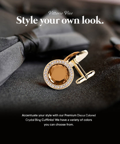 Bling Colorstone Cufflinks with Discus Setting in a Box by Vittorio Vico (CL11XX) (cl - 1108) for Independent Retail Stores by Dubal Brothers