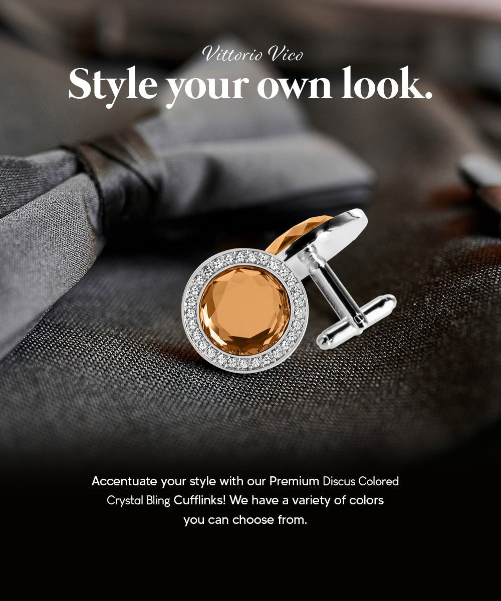 Bling Colorstone Cufflinks with Discus Setting in a Box by Vittorio Vico (CL11XX) (cl - 1109) for Independent Retail Stores by Dubal Brothers