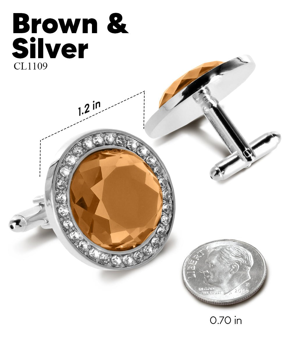 Bling Colorstone Cufflinks with Discus Setting in a Box by Vittorio Vico (CL11XX) (cl - 1109) for Independent Retail Stores by Dubal Brothers