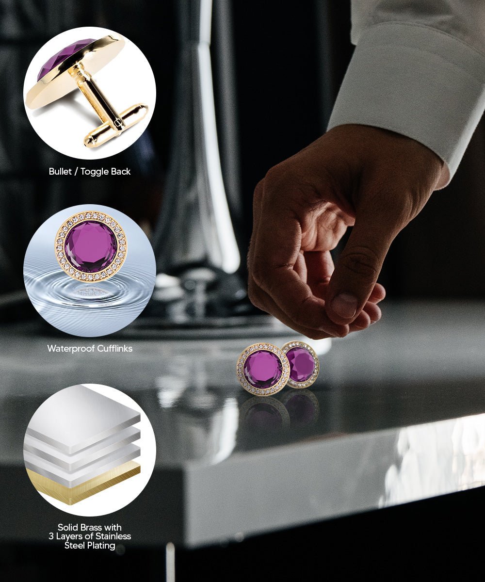 Bling Colorstone Cufflinks with Discus Setting in a Box by Vittorio Vico (CL11XX) (cl - 1110) for Independent Retail Stores by Dubal Brothers