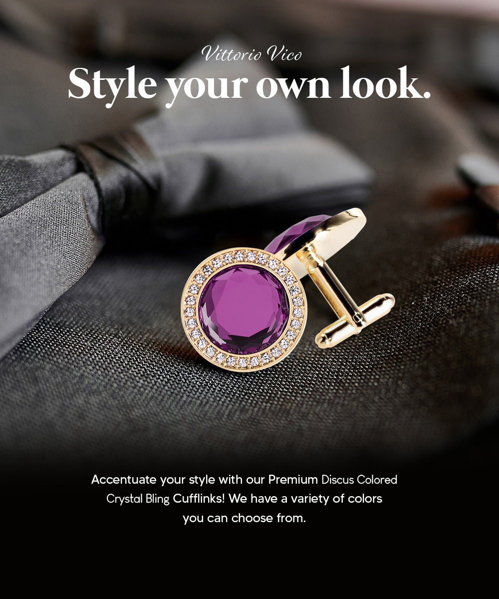 Bling Colorstone Cufflinks with Discus Setting in a Box by Vittorio Vico (CL11XX) (cl - 1110) for Independent Retail Stores by Dubal Brothers