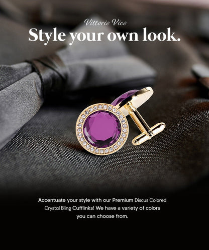 Bling Colorstone Cufflinks with Discus Setting in a Box by Vittorio Vico (CL11XX) (cl - 1110) for Independent Retail Stores by Dubal Brothers