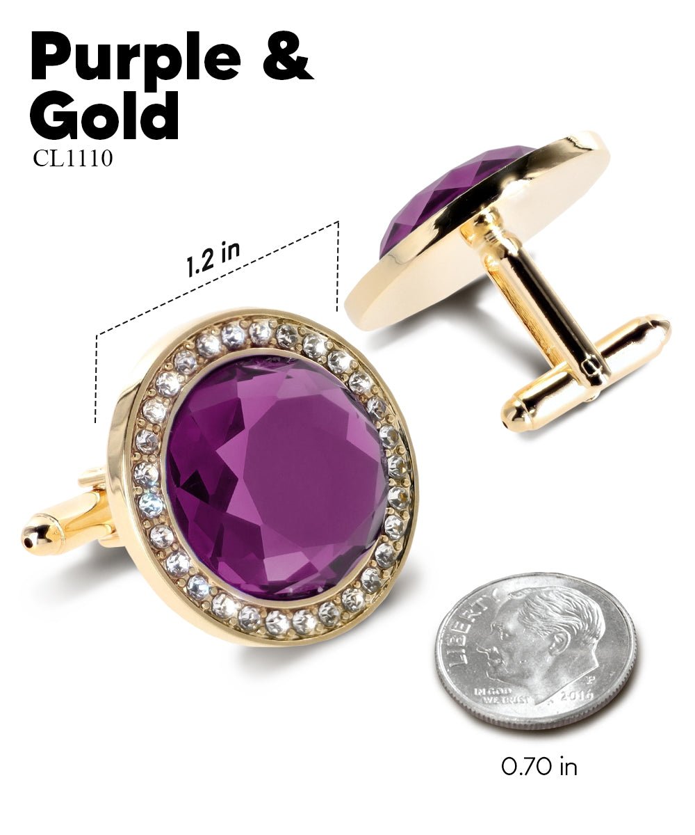 Bling Colorstone Cufflinks with Discus Setting in a Box by Vittorio Vico (CL11XX) (cl - 1110) for Independent Retail Stores by Dubal Brothers