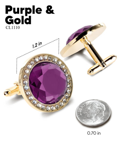 Bling Colorstone Cufflinks with Discus Setting in a Box by Vittorio Vico (CL11XX) (cl - 1110) for Independent Retail Stores by Dubal Brothers