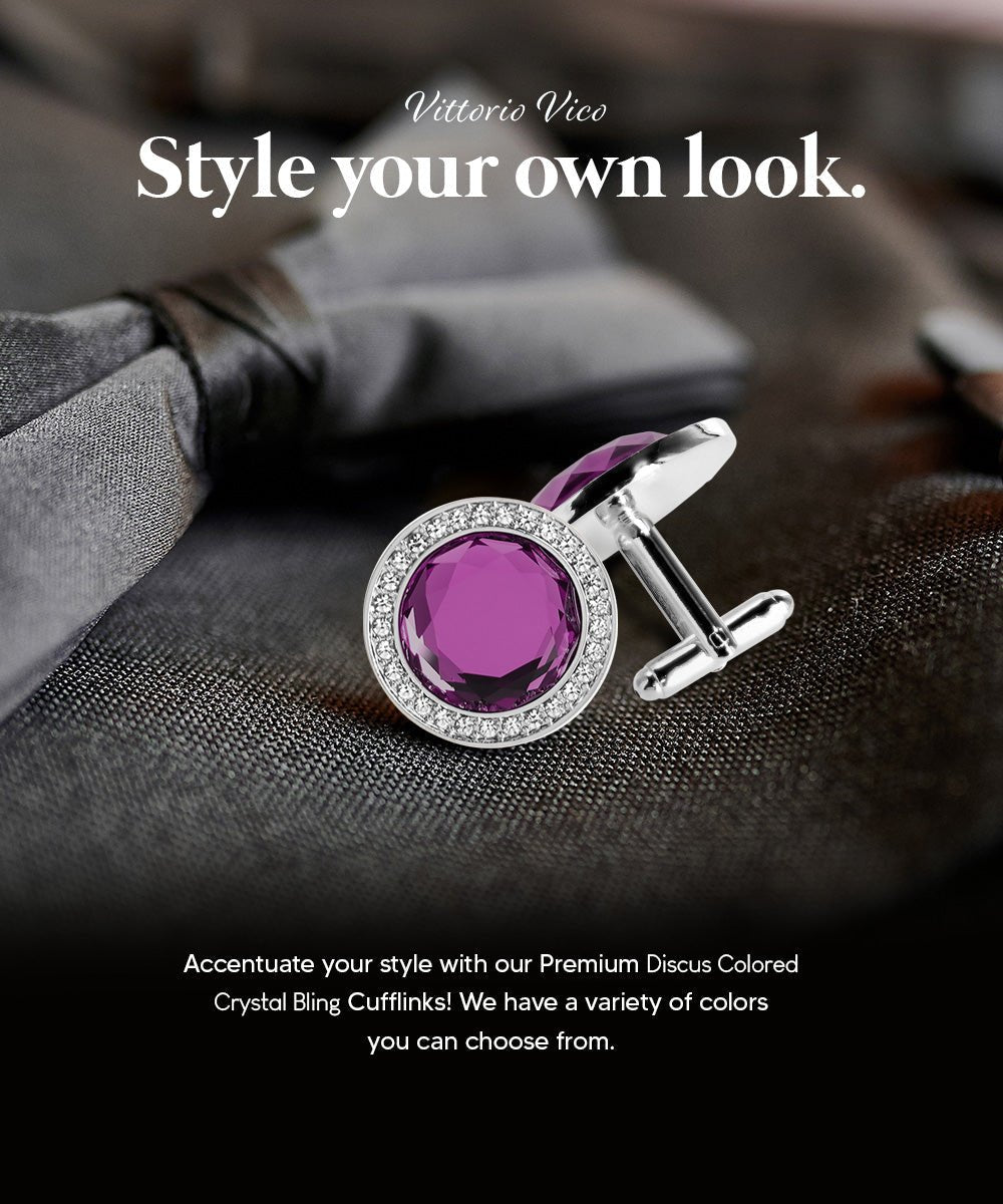 Bling Colorstone Cufflinks with Discus Setting in a Box by Vittorio Vico (CL11XX) (cl - 1111) for Independent Retail Stores by Dubal Brothers