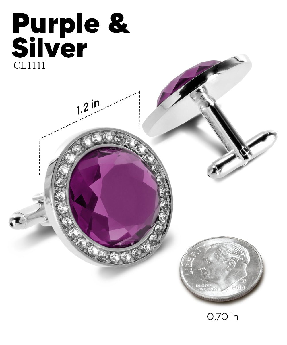 Bling Colorstone Cufflinks with Discus Setting in a Box by Vittorio Vico (CL11XX) (cl - 1111) for Independent Retail Stores by Dubal Brothers