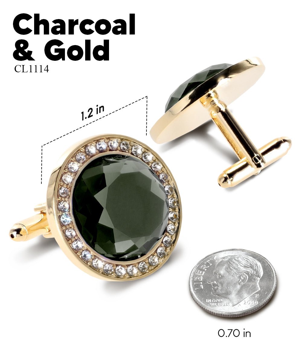 Bling Colorstone Cufflinks with Discus Setting in a Box by Vittorio Vico (CL11XX) (cl - 1114) for Independent Retail Stores by Dubal Brothers