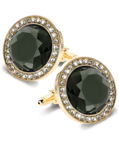 Bling Colorstone Cufflinks with Discus Setting in a Box by Vittorio Vico (CL11XX) (cl - 1114) for Independent Retail Stores by Dubal Brothers