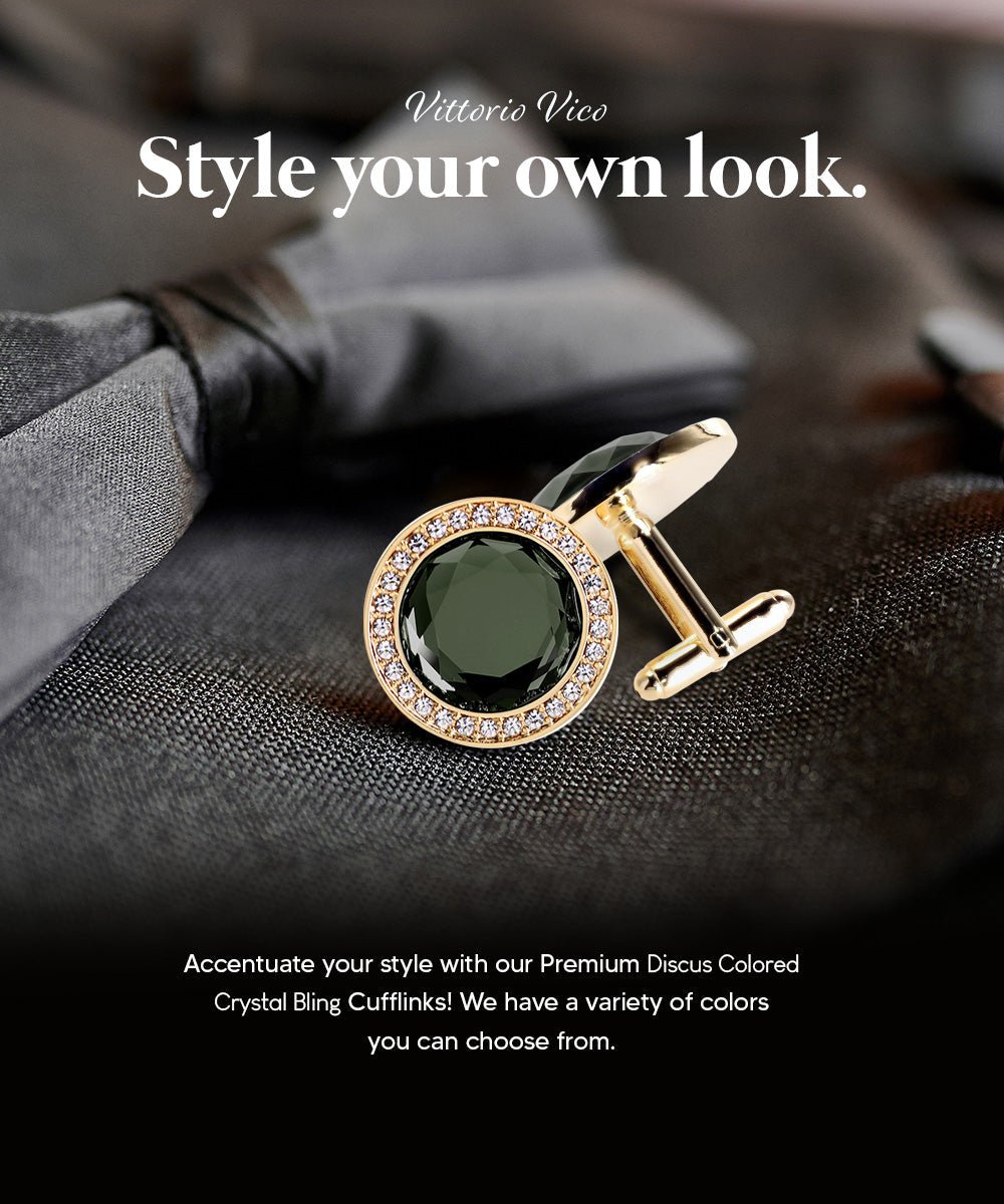 Bling Colorstone Cufflinks with Discus Setting in a Box by Vittorio Vico (CL11XX) (cl - 1114) for Independent Retail Stores by Dubal Brothers