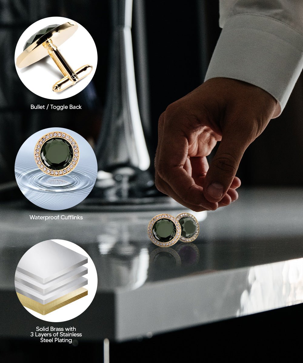 Bling Colorstone Cufflinks with Discus Setting in a Box by Vittorio Vico (CL11XX) (cl - 1114) for Independent Retail Stores by Dubal Brothers
