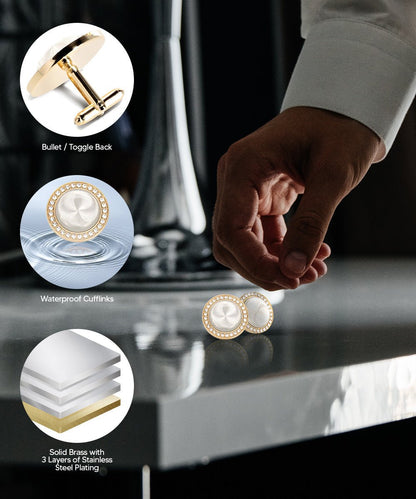 Bling Colorstone Cufflinks with Discus Setting in a Box by Vittorio Vico (CL11XX) (CL - 1122) for Independent Retail Stores by Dubal Brothers