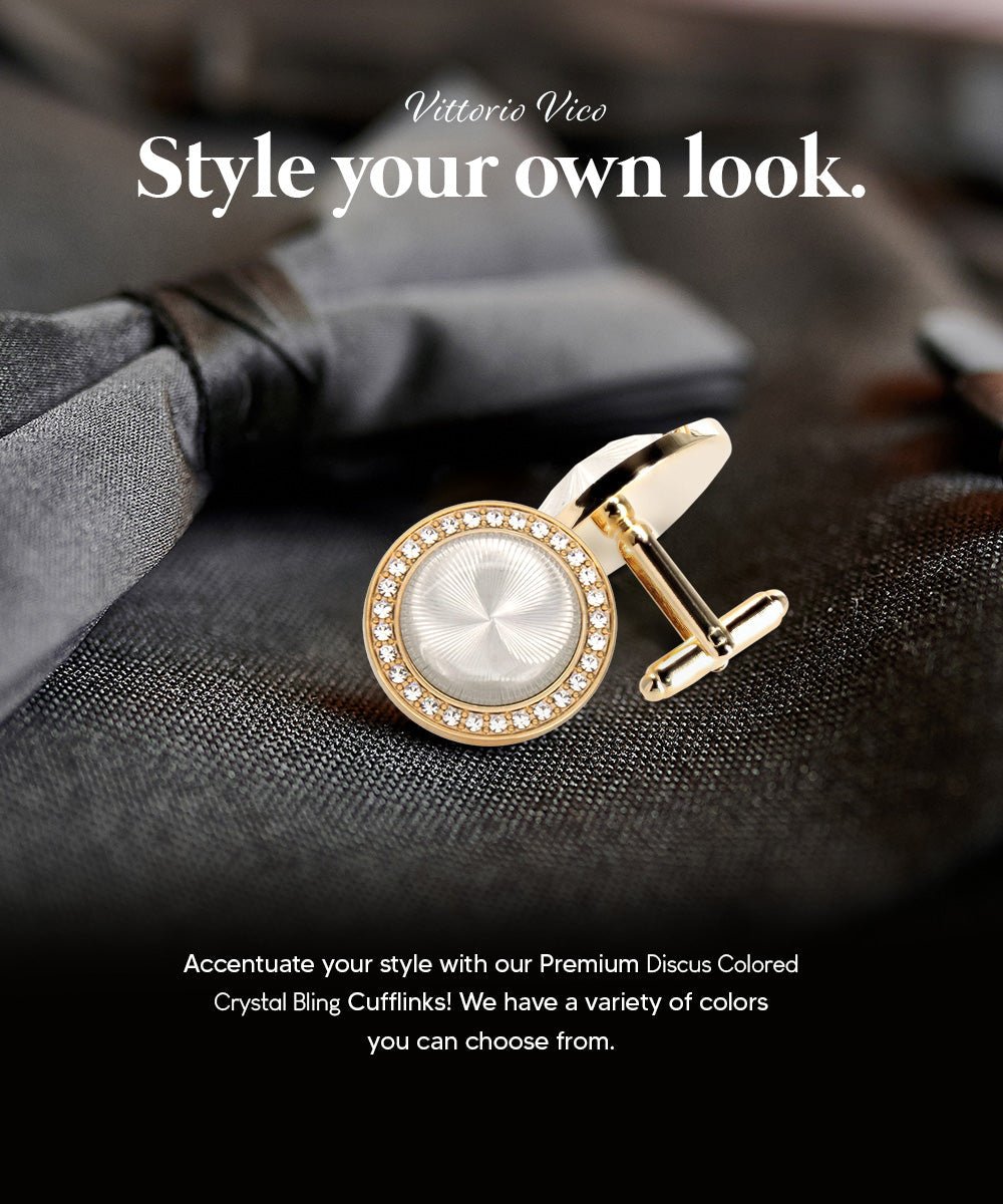 Bling Colorstone Cufflinks with Discus Setting in a Box by Vittorio Vico (CL11XX) (CL - 1122) for Independent Retail Stores by Dubal Brothers