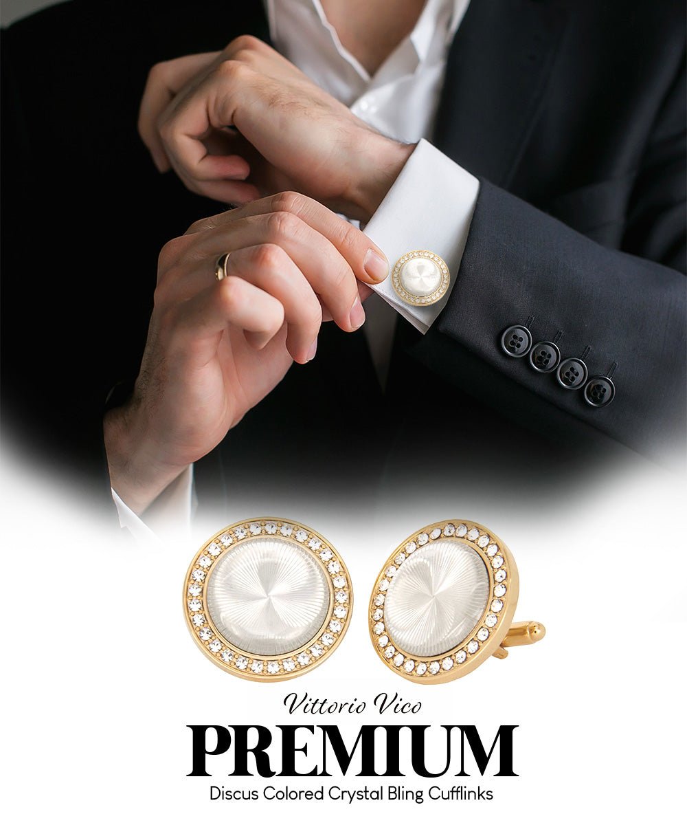 Bling Colorstone Cufflinks with Discus Setting in a Box by Vittorio Vico (CL11XX) (CL - 1122) for Independent Retail Stores by Dubal Brothers