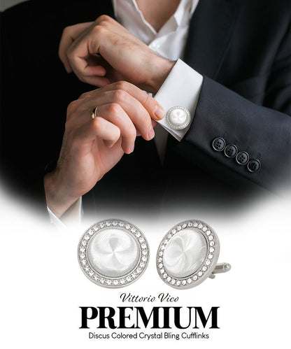 Bling Colorstone Cufflinks with Discus Setting in a Box by Vittorio Vico (CL11XX) (cl - 1123) for Independent Retail Stores by Dubal Brothers