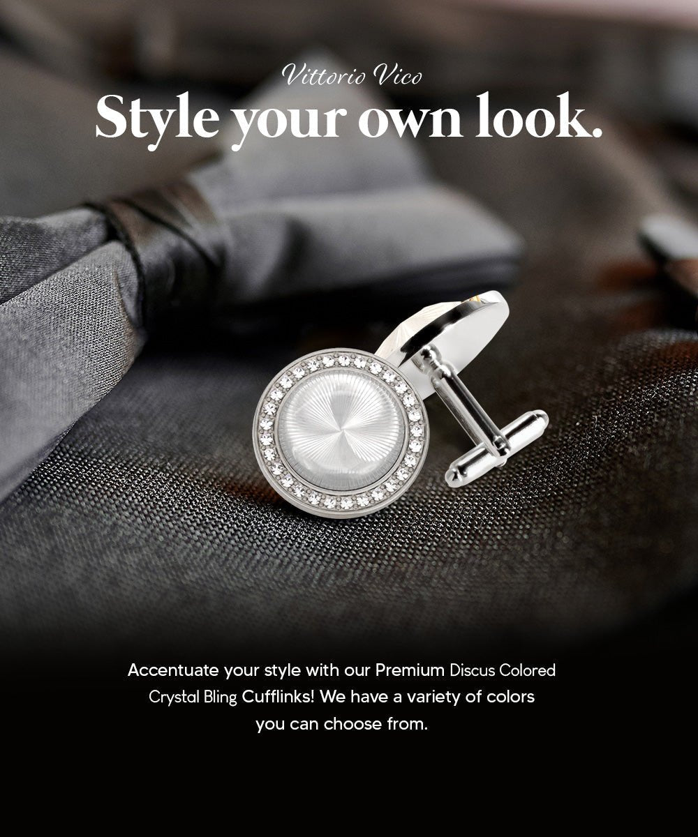 Bling Colorstone Cufflinks with Discus Setting in a Box by Vittorio Vico (CL11XX) (cl - 1123) for Independent Retail Stores by Dubal Brothers