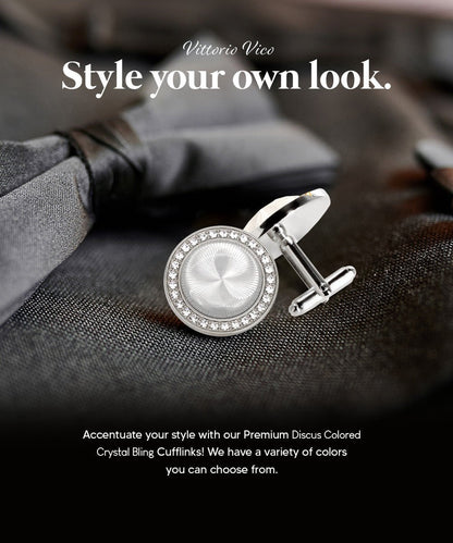 Bling Colorstone Cufflinks with Discus Setting in a Box by Vittorio Vico (CL11XX) (cl - 1123) for Independent Retail Stores by Dubal Brothers