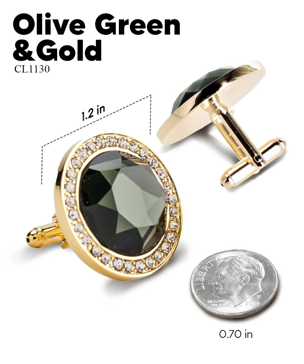 Bling Colorstone Cufflinks with Discus Setting in a Box by Vittorio Vico (CL11XX) (cl - 1130) for Independent Retail Stores by Dubal Brothers