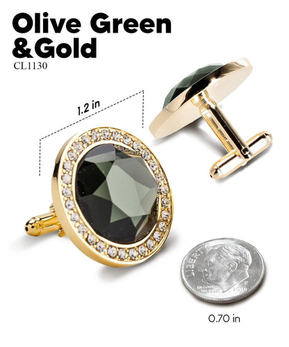 Bling Colorstone Cufflinks with Discus Setting in a Box by Vittorio Vico (CL11XX) (cl - 1130) for Independent Retail Stores by Dubal Brothers