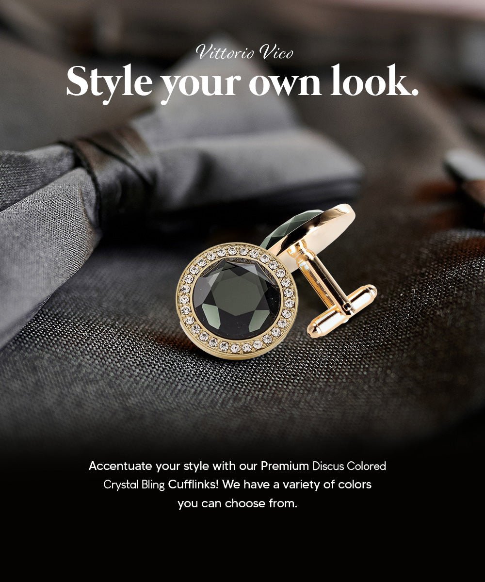 Bling Colorstone Cufflinks with Discus Setting in a Box by Vittorio Vico (CL11XX) (cl - 1130) for Independent Retail Stores by Dubal Brothers