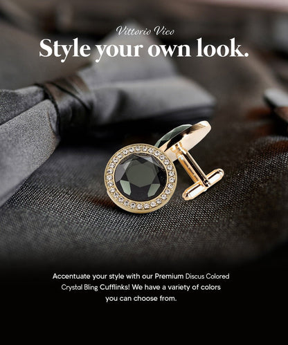 Bling Colorstone Cufflinks with Discus Setting in a Box by Vittorio Vico (CL11XX) (cl - 1130) for Independent Retail Stores by Dubal Brothers