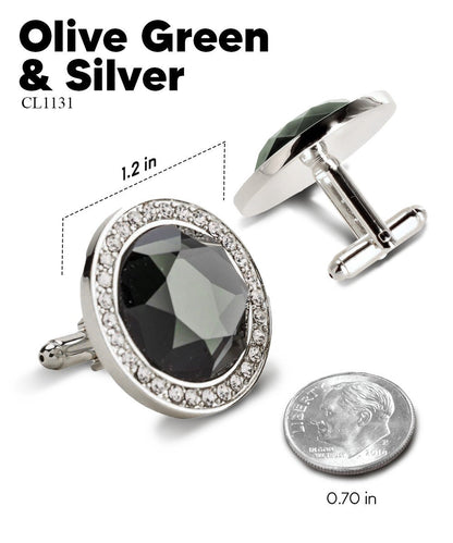 Bling Colorstone Cufflinks with Discus Setting in a Box by Vittorio Vico (CL11XX) (cl - 1131) for Independent Retail Stores by Dubal Brothers